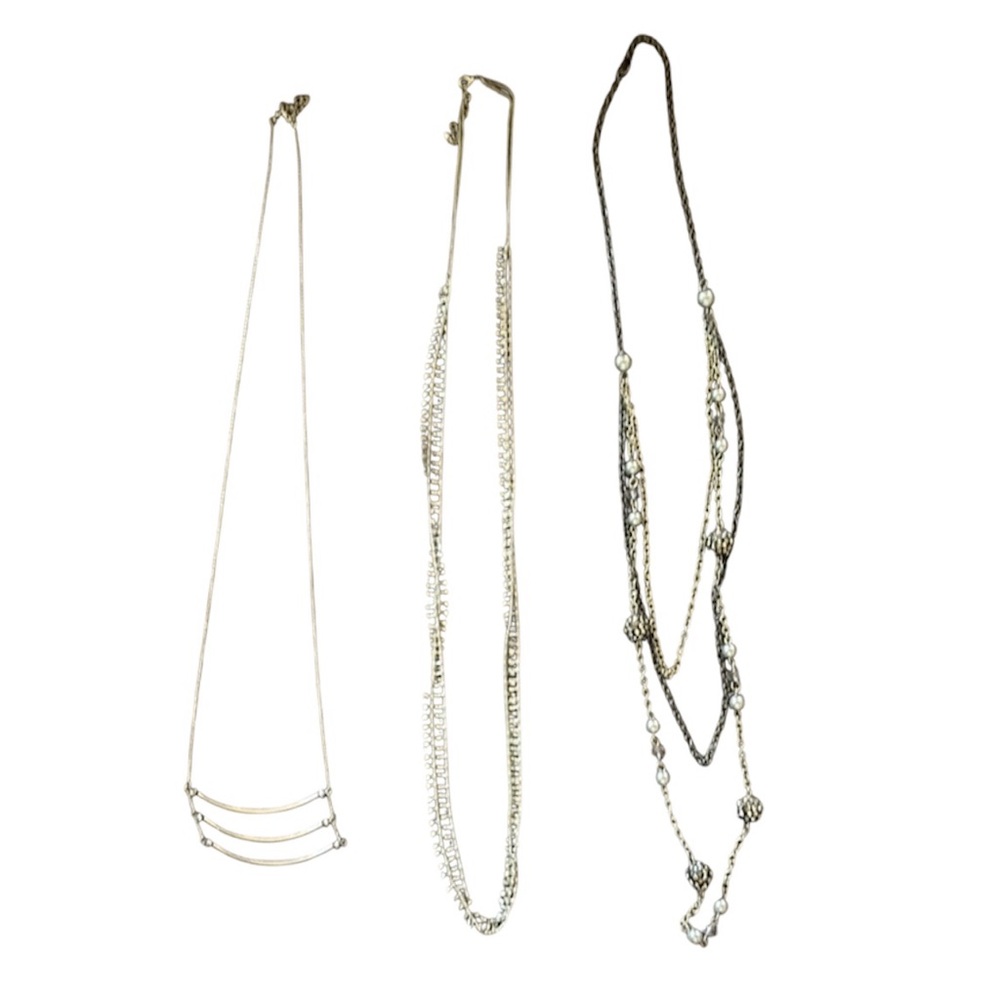 Three Silver Plated Costume Jewelry Necklaces